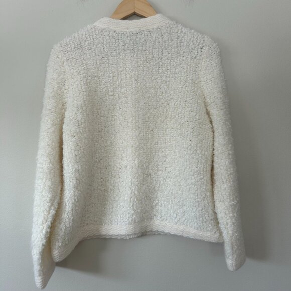 Cream Textured Knit Cardigan Sweater - Picture 2 of 11